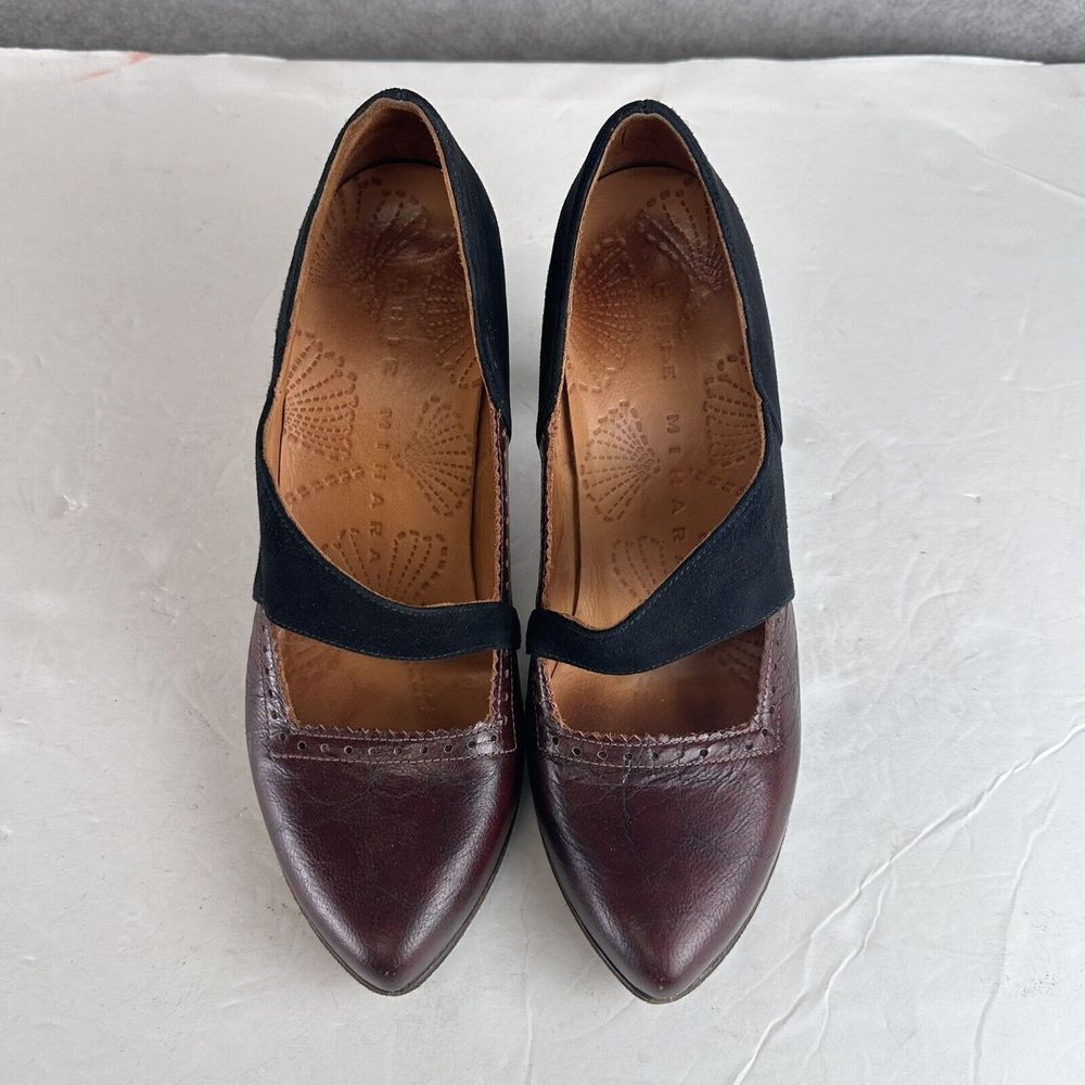 Chie Mihara Leather Loafer Velvet Mary Janes Two Tone Pointed Toe US 6 | EU 36 - Picture 3 of 15